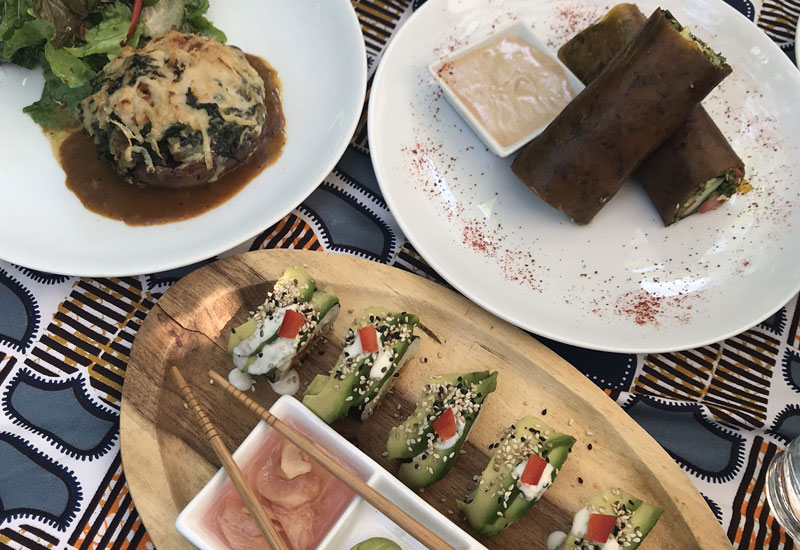 three plates of delicious food